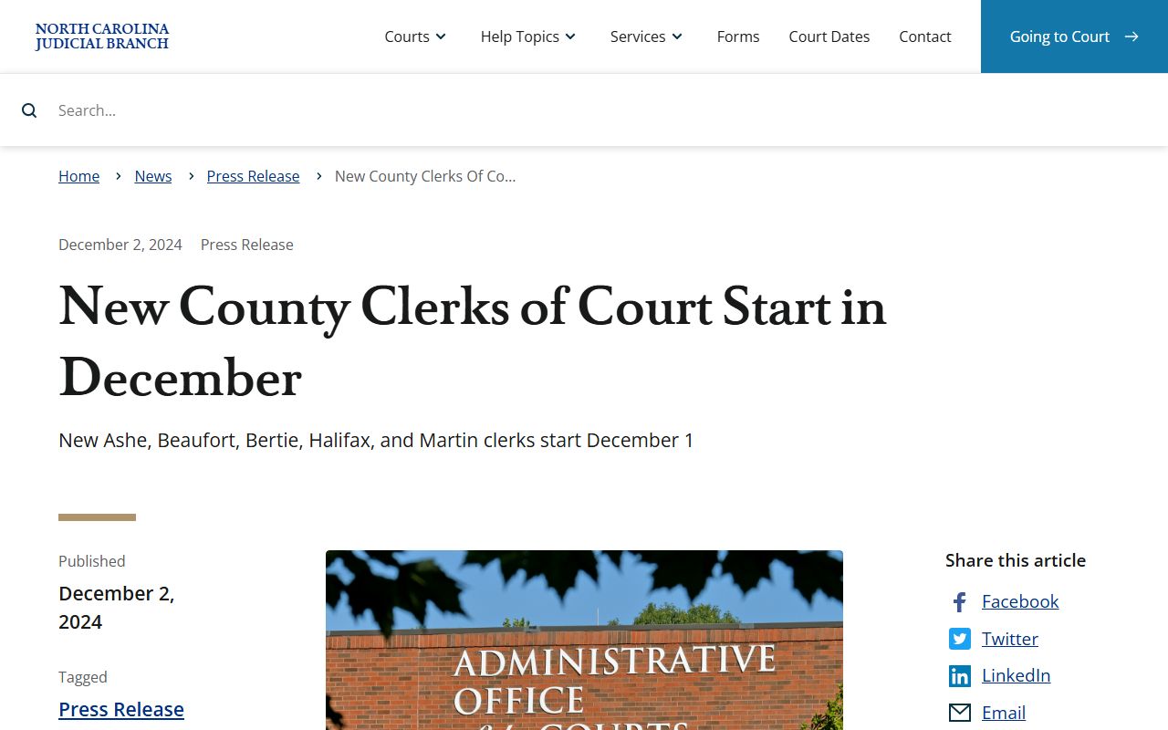 Martin County Clerk of Superior Court appointment notice