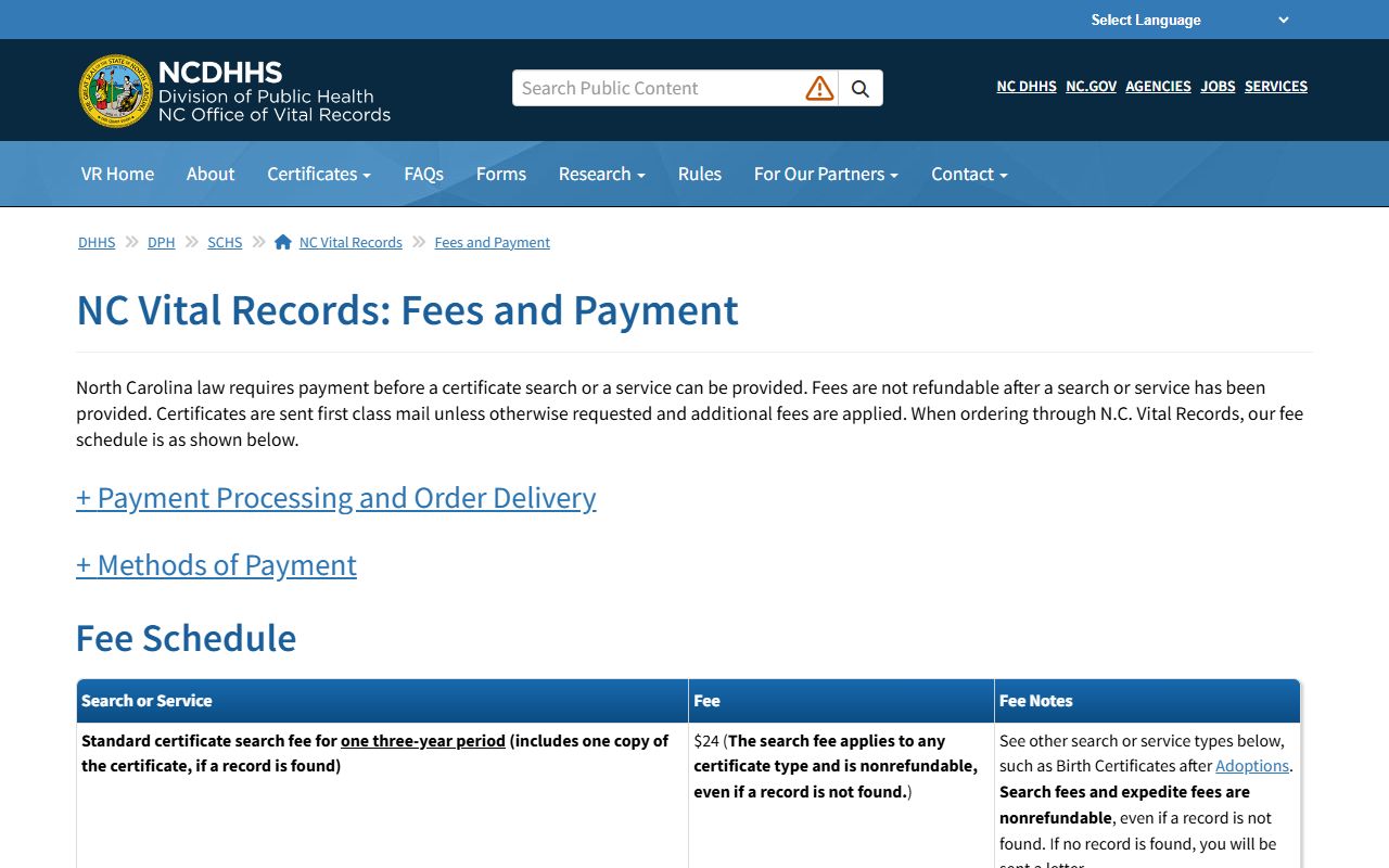 Martin County Clerk of Superior Court vital records fee distinction
