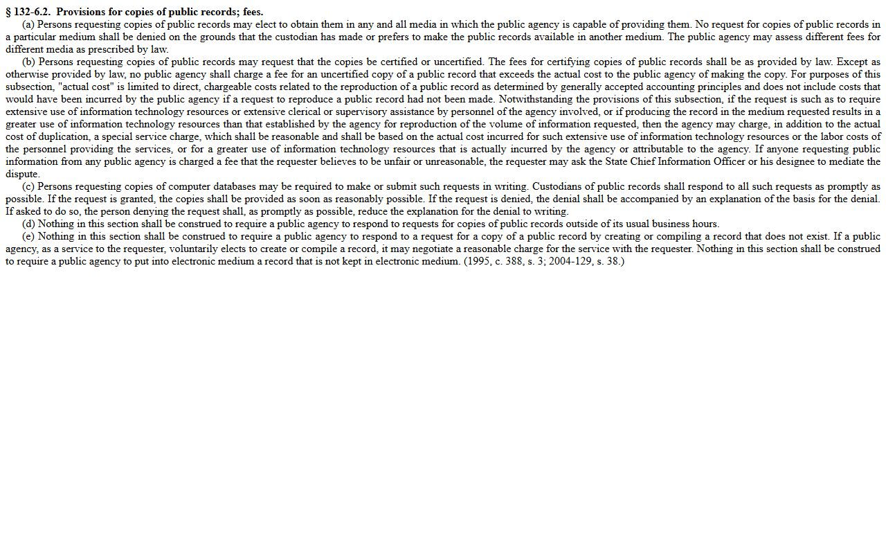 Martin County Clerk of Superior Court public record copy fee statute