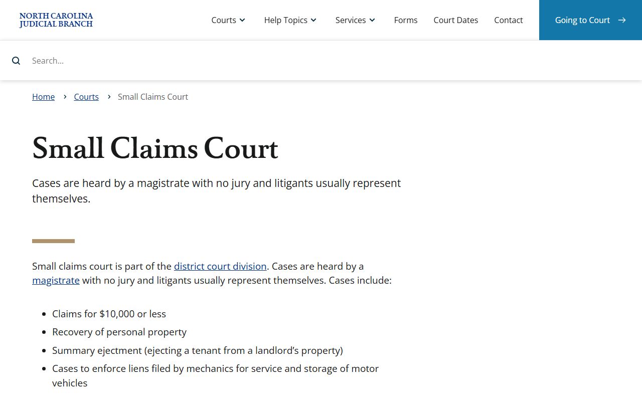 Martin County court dockets Small Claims Court overview screenshot