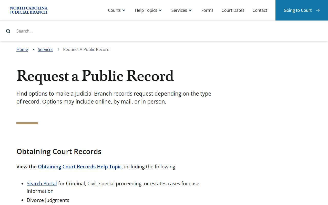 Martin County court records Judicial Branch public records request routing screenshot