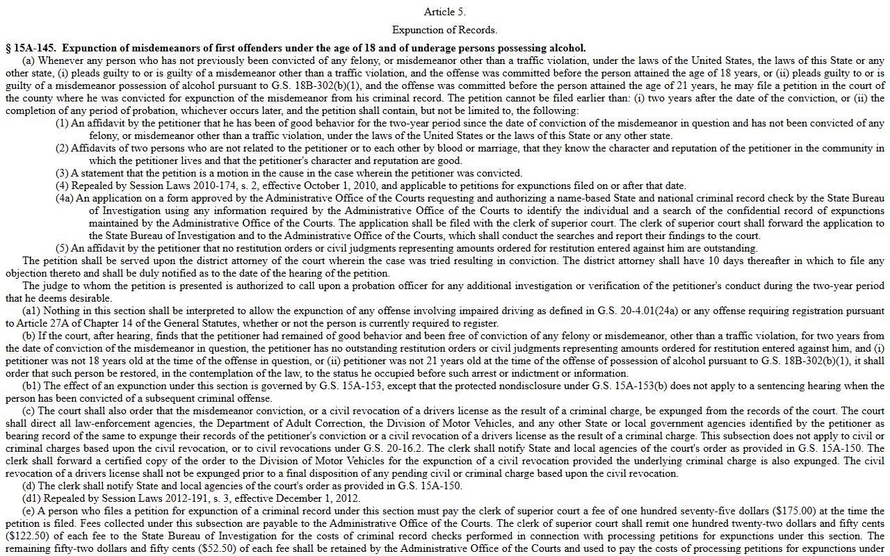 Martin County criminal court records Chapter 15A expunction article screenshot