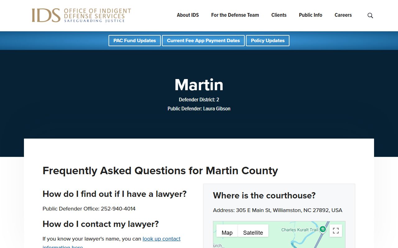 Martin County criminal court records NC IDS Martin County screenshot