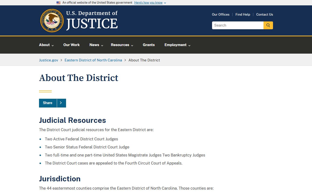 Martin County Superior Court USAO Eastern District distinction