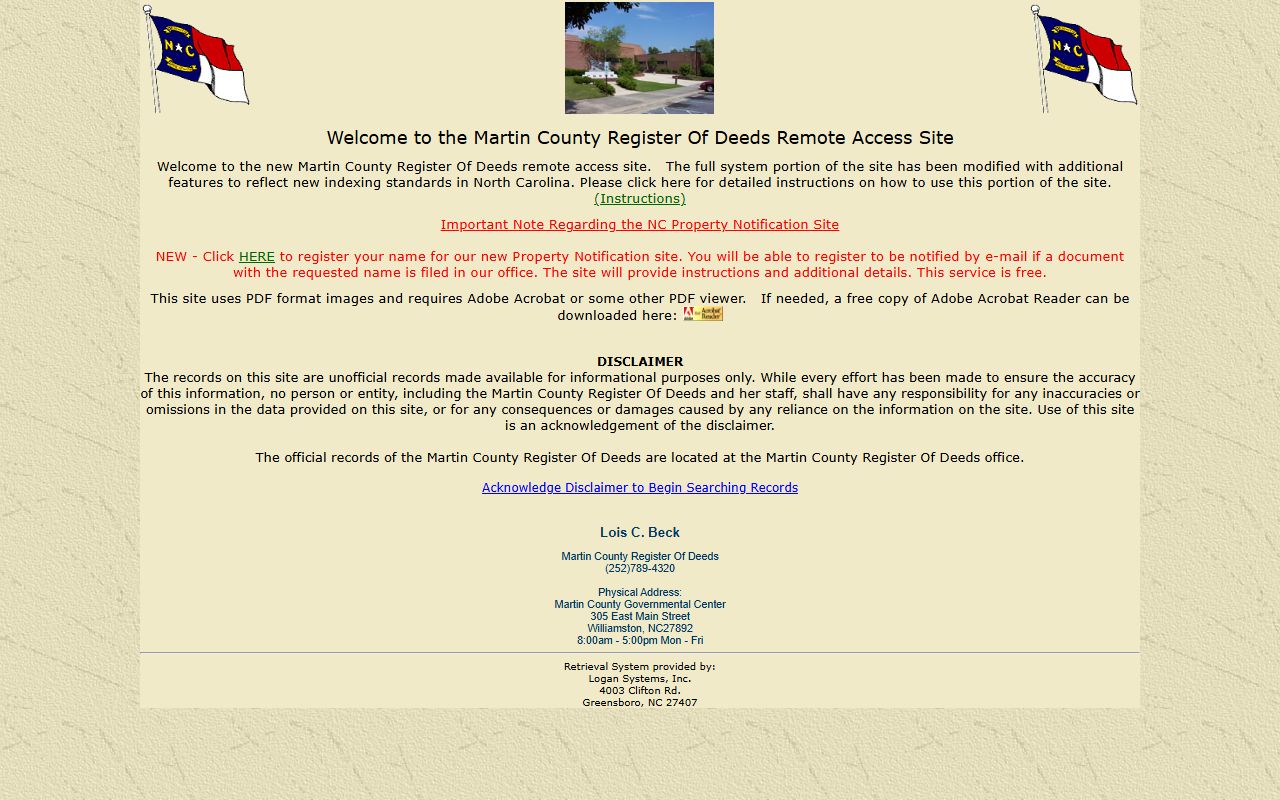 Martin County marriage records Register of Deeds online search portal