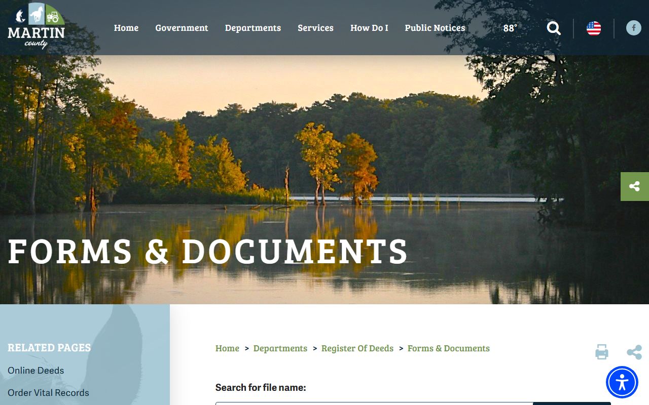 Martin County marriage records forms and documents page