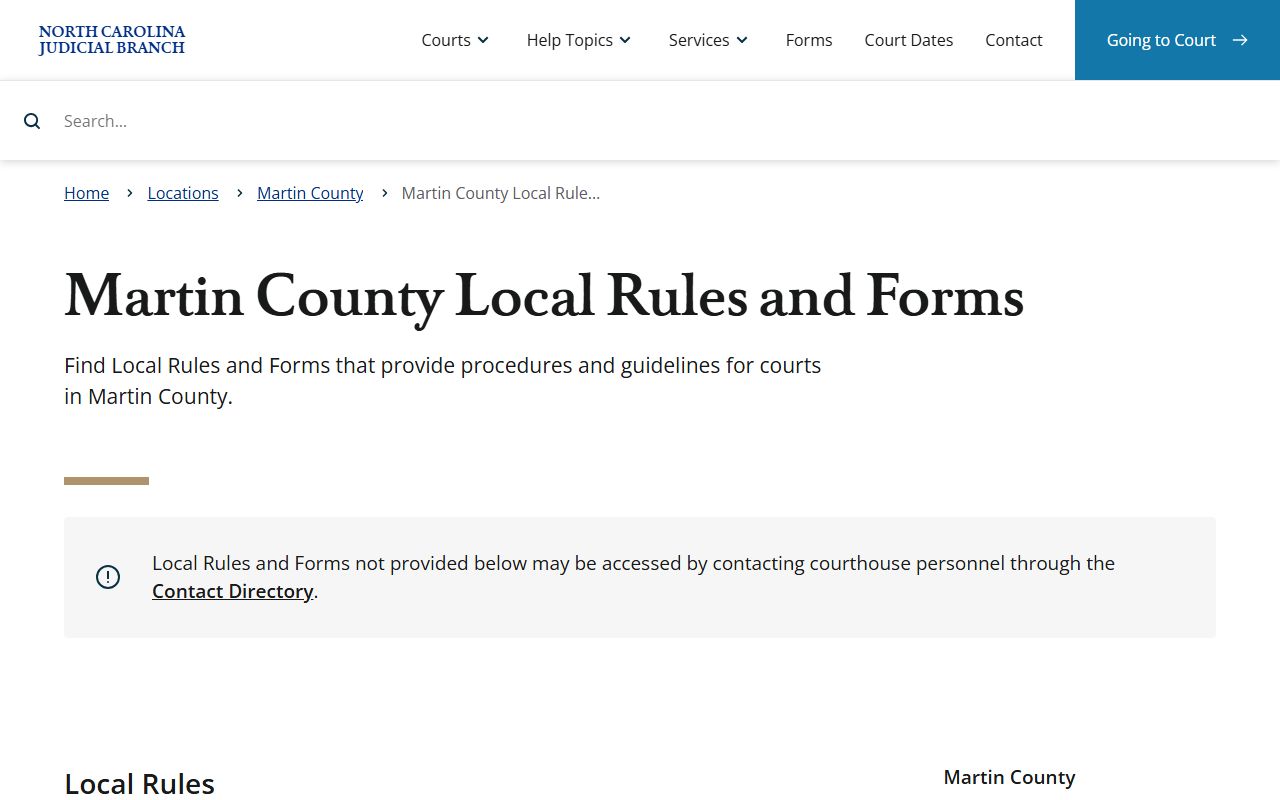 Martin County court records local rules and forms