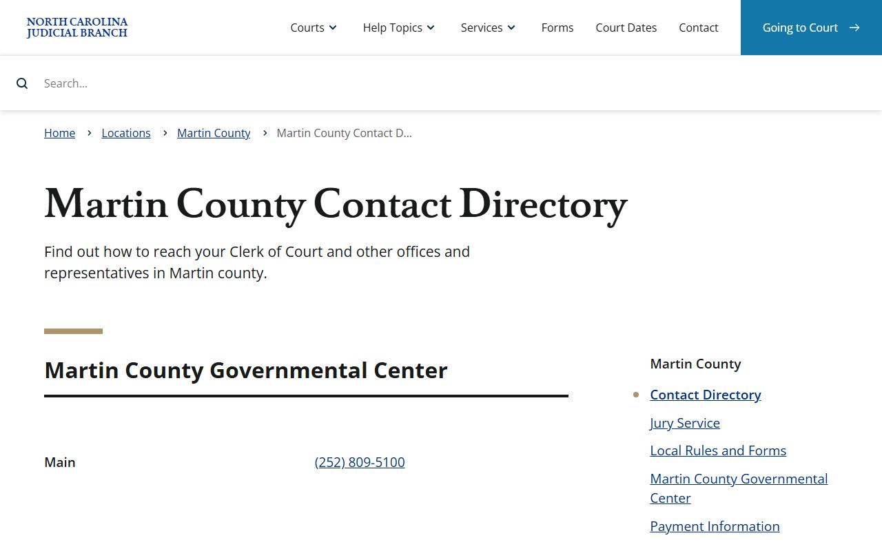 Martin County court records contact directory