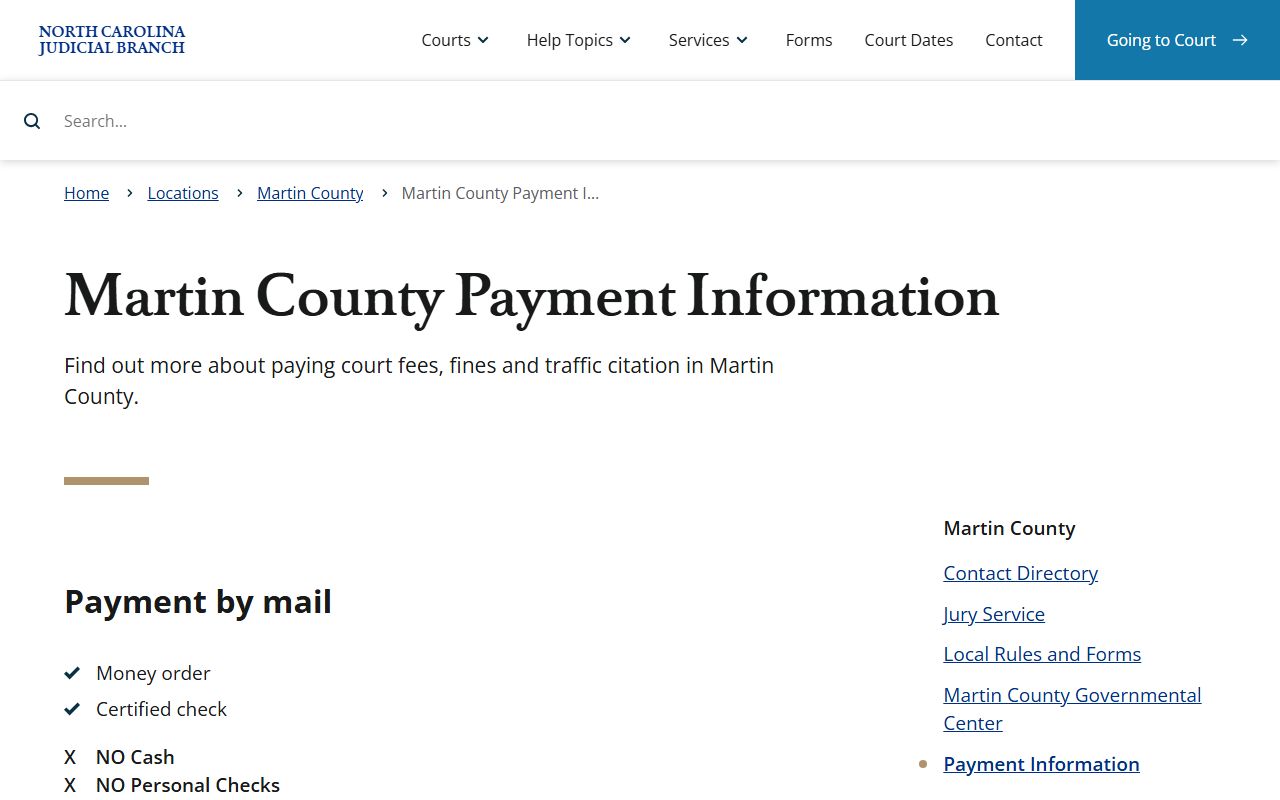 Martin County court records payment information
