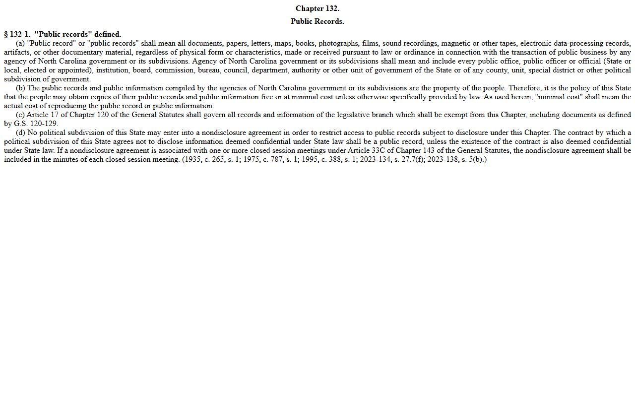 Martin County probate records North Carolina public records statute