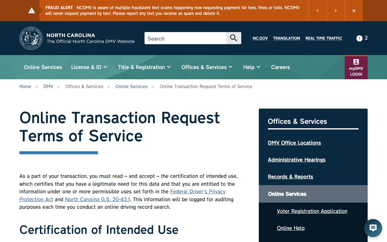 Martin County traffic court records NCDMV driving record terms