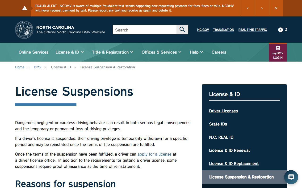 Martin County traffic court records NCDMV license suspension information